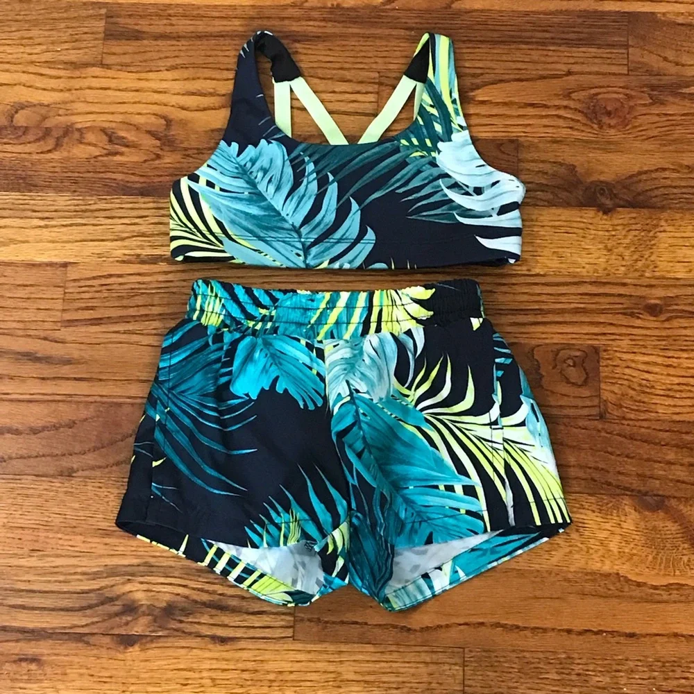 Old Navy Girls Activewear Gymnastics Gym Dance Short & Top Set Size 4 / 5 XS